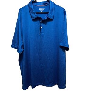 Michel Rouen Polo Shirt Mens 3XL Blue Striped Lightweight Performance Golf Shirt